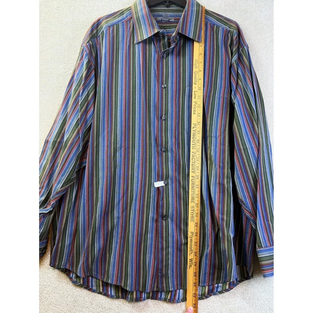 Johnston & Murphy Shirt‎ Men's XXL Multicolor Striped Long Sleeve Button Down